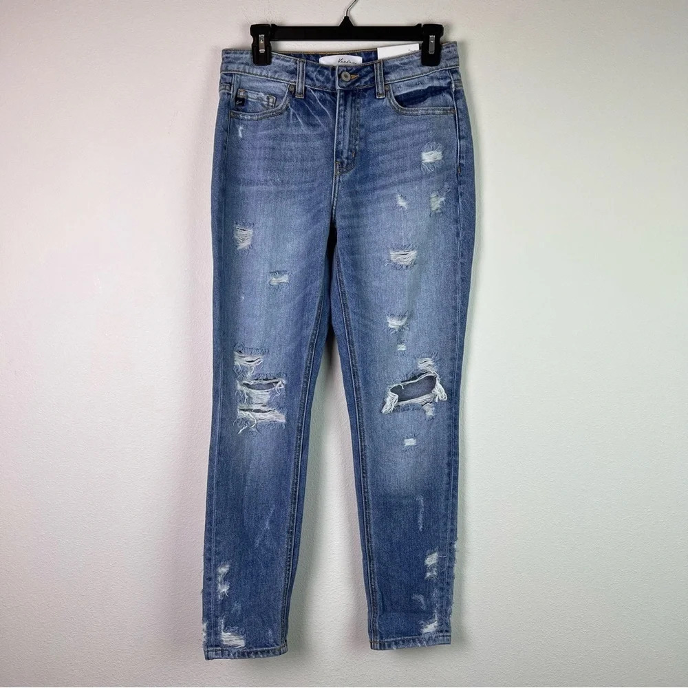 KanCan Relaxed Fit Jeans Size 25 Distressed Denim Blue Medium Wash NWT‎ Ripped